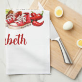 Monogram Highland Cow Hot Mess Funny Humorous Theedoek (Quarter Fold)