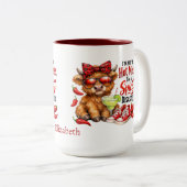 Monogram Highland Cow Hot Mess Funny Humorous  Tweekleurige Koffiemok (Voorkant rechts)