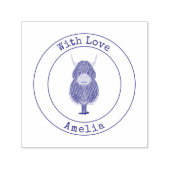 Monogram Highland Cow With Love  Zelfinktende Stempel (Design)