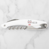 Monogram Hipster Cat met Fancy Rode Bow Kurkentrekker (Achterkant)