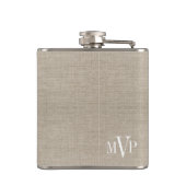 Monogram Hipster Hot Pink Sugar Skull op Burlap Heupfles (Achterkant)