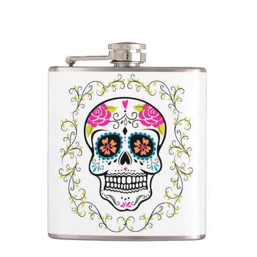 Monogram Hipster Sugar Skull Heupfles (Voorkant)