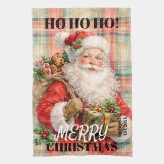 Monogram Ho ho ho Merry Christmas Santa red Theedoek