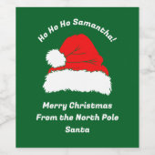 Monogram Ho ho ho Santa Hat Merry Christmas Wijn Etiket (Enkel label)