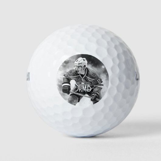 Monogram Hockeyspeler Sport Golfballen (Voorkant)