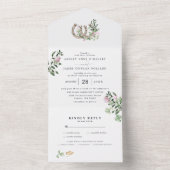 Monogram | Hoefijzers botanische bruiloft All In One Uitnodiging (Binnen)
