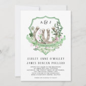 Monogram | Hoefijzers botanische bruiloft Kaart (Voorkant)