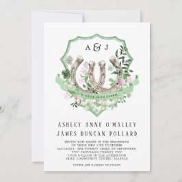 Monogram | Hoefijzers botanische bruiloft Kaart