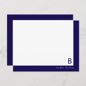Monogram Hoek Band Donkerblauwe Persoonlijke Brief Notitiekaartje (Voorkant / Achterkant)
