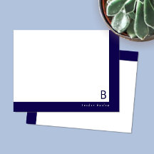 Monogram Hoekband Donkerblauw Persoonlijk Briefpap