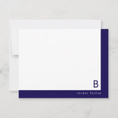 Monogram Hoekband Donkerblauw Persoonlijk Briefpap Notitiekaartje (Voorkant)