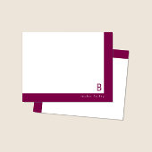 Monogram Hoekband Wijnrood Persoonlijk Briefpapier Notitiekaartje