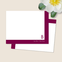Monogram Hoekband Wijnrood Persoonlijk Briefpapier
