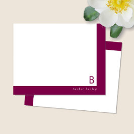 Monogram Hoekband Wijnrood Persoonlijk Briefpapier Notitiekaartje
