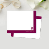 Monogram Hoekband Wijnrood Persoonlijk Schrijfpapi Notitiekaartje