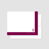 Monogram Hoekband Wijnrood Persoonlijk Schrijfpapi Notitiekaartje