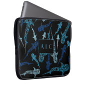 Monogram hoesje witte haai laptop sleeve (Voorkant Rechts)