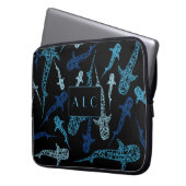 Monogram hoesje witte haai laptop sleeve (Voorkant Links)