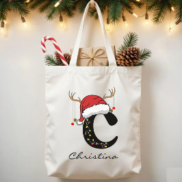 Monogram Holiday Bag for Bulk Christmas Gifts Tote Bag