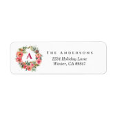 Monogram Holiday Pink Joy Wreath Botanisch Label (Voorkant)