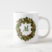 Monogram Holiday Wreath | Bergen en bladeren Grote Koffiekop (Rechts)