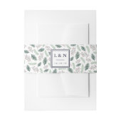 Monogram Holly and Pine Wedding Uitnodigingen Wikkel (Voorkant Voorbeeld)