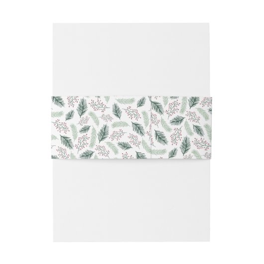 Monogram Holly and Pine Wedding Uitnodigingen Wikkel (Achterkant Voorbeeld)