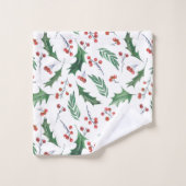 Monogram Holly and Red Berry Bad Handdoek (Wasdoekje)