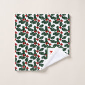 Monogram Holly Berry Christmas Bad Handdoek (Wasdoekje)