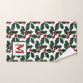 Monogram Holly Berry Christmas Bad Handdoek (Handdoek)