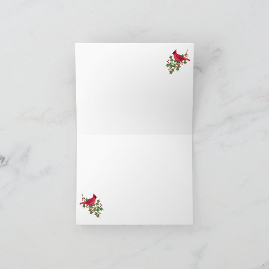 Monogram Holly en bessen Gevouwen Note Kaart (Binnen)