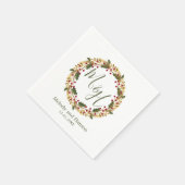 Monogram Holly en gouden dennenkrans Trouwen Servet (Hoek)