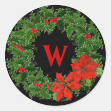 Monogram Holly Krans Kerstmis op Zwart