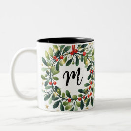Monogram Holly Krans Tweekleurige Koffiemok