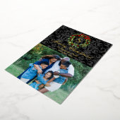Monogram Holly Wreath kerstfoto Folie Feestdagenkaart (Gedraaid)