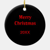 Monogram Holly Wreath op Black - 2 Sided Keramisch Ornament (Achterkant)