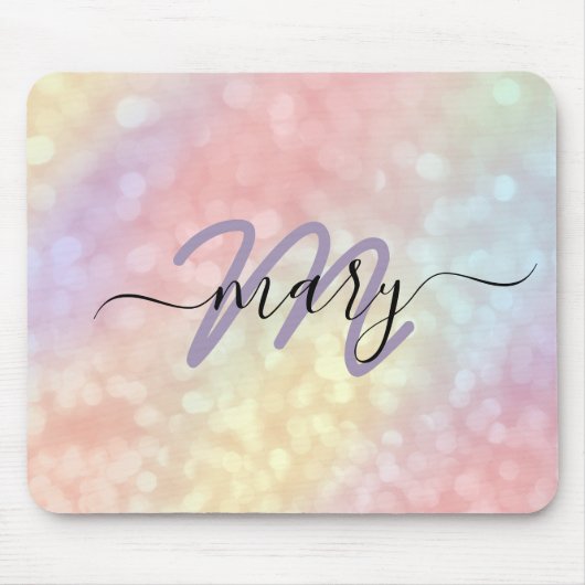 Monogram holograaf Pastel Ombre Name. Lux Muismat (Voorkant)