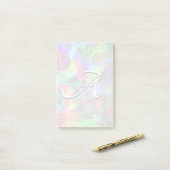 Monogram holografisch abstract opaal verloop folie post-it® notes (Op bureau)