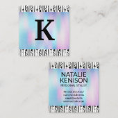 Monogram | Holografisch verloop Vierkante Visitekaartje (Voorkant / Achterkant)