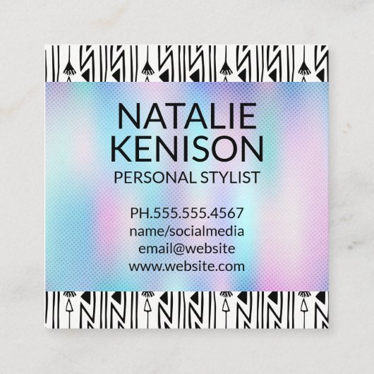 Monogram | Holografisch verloop Vierkante Visitekaartje (Achterkant)