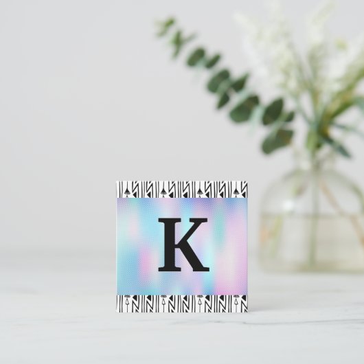 Monogram | Holografisch verloop Vierkante Visitekaartje (Staand voorkant)