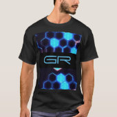 Monogram Holografische Cyberpunk Hexagon Tegels T-shirt (Voorkant)