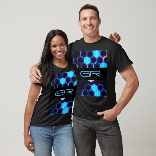 Monogram Holografische Cyberpunk Hexagon Tegels T-shirt (Unisex)