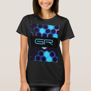 Monogram Holografische Cyberpunk Hexagon Tegels T-shirt