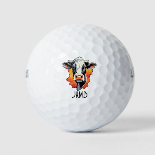 Monogram Holstein Koe Rundvlees Dier Golfballen (Voorkant)