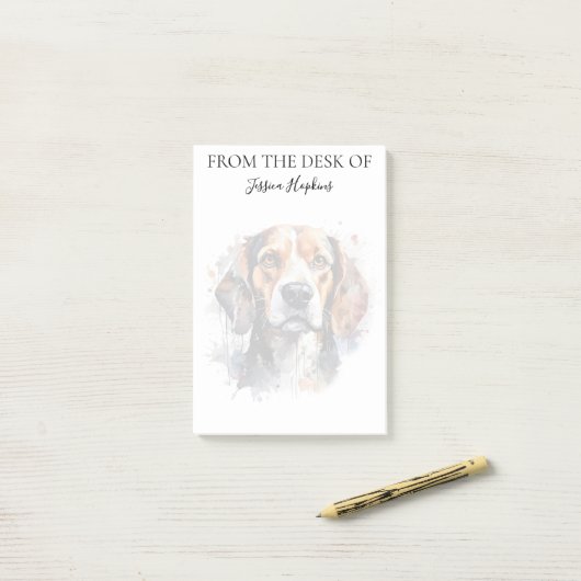 Monogram hond liefhebber Beagle Post-it® Notes (Op bureau)