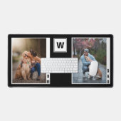 Monogram Hond Mam Papa Twee Foto Collage Bureaumat (Keyboard & Muis)