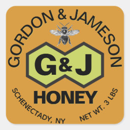 Monogram Honey Jar Wedding Favoriet Vierkante Sticker