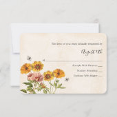 Monogram Honingbij Wedding Response Kaart RSVP (Achterkant)