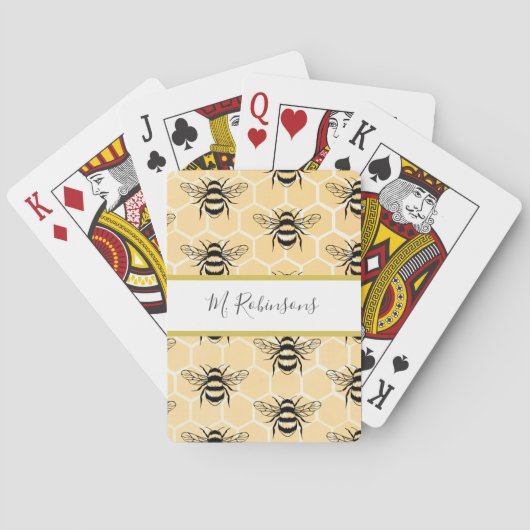 Monogram honingraat honingbijen  pokerkaarten (Achterkant)